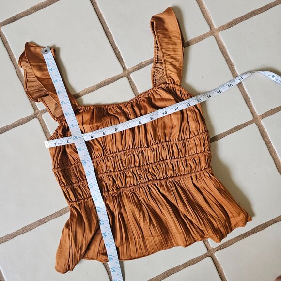 NWT! Anthropologie Tiered Ruffled Lined Tank, XXS, Honey/Caramel - Picture 5 of 10